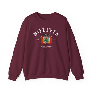 Suéter Bolívia, Camisa Bolívia, Camisa América do Sul, Moletom Macio e Confortável, Presente Bolívia, Bolívia América do Sul imagem 4