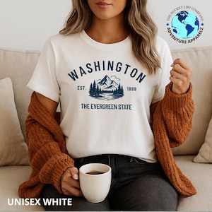 Washington-T-shirt, Washington-souvenir, Washington-shirt Washington-T-shirt, vintage Washington-shirt, groenblijvende staatsstijl