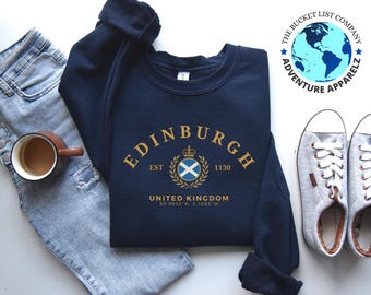 Edinburgh Vintage Style Sweatshirt, Travel Shirt, Edinburgh Shirt, United Kingdom Shirt, Scottish Herald Shirt, Edinburgh Scotlan