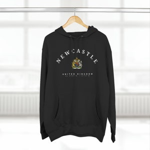 Newcastle Three-Panel Fleece Hoodie, Newcastle upon Tyne, United Kingdom, England Shirt, Newcastle shirt, Newcastle Hoodie, UK Style Black