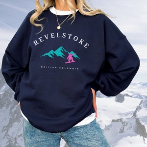 Sweat-shirt Revelstoke unisexe, sweat-shirt de ski de style rétro Colombie-Britannique, pull Revelstoke, sweat-shirt de ski, snowboard, ski Revelstoke
