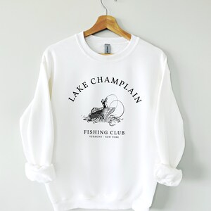 Lake Champlain-tröja, unisextröja, fiske, långärmad, naturälskartröja, perfekt present, fiskeklubb, båtliv
