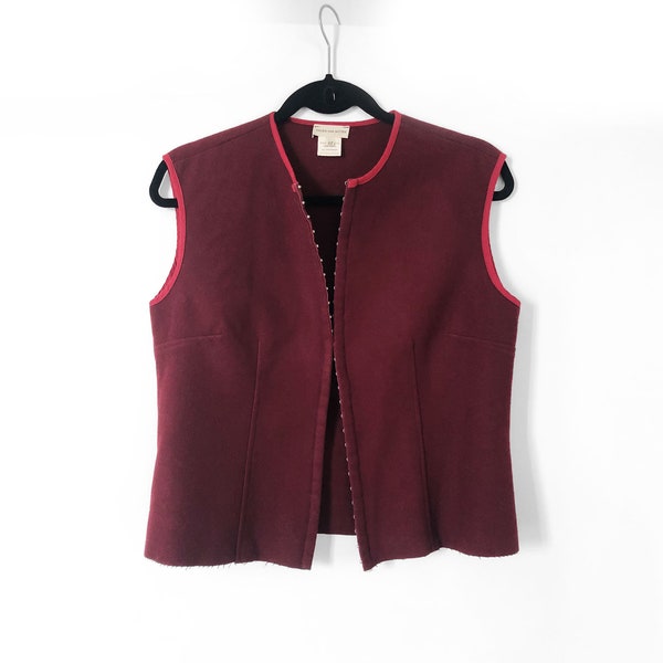 VINTAGE Dries Van Noten Wool Vest Deep Red Y2K European Designer Fashion