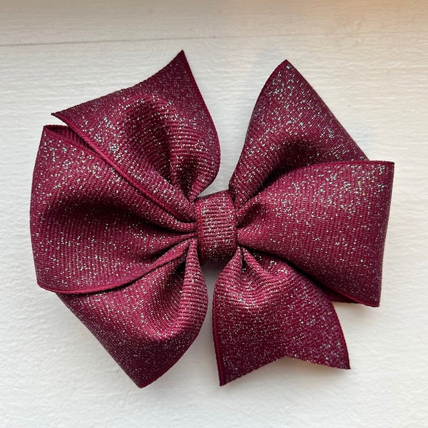 Glittery Dark Red Hair Bow