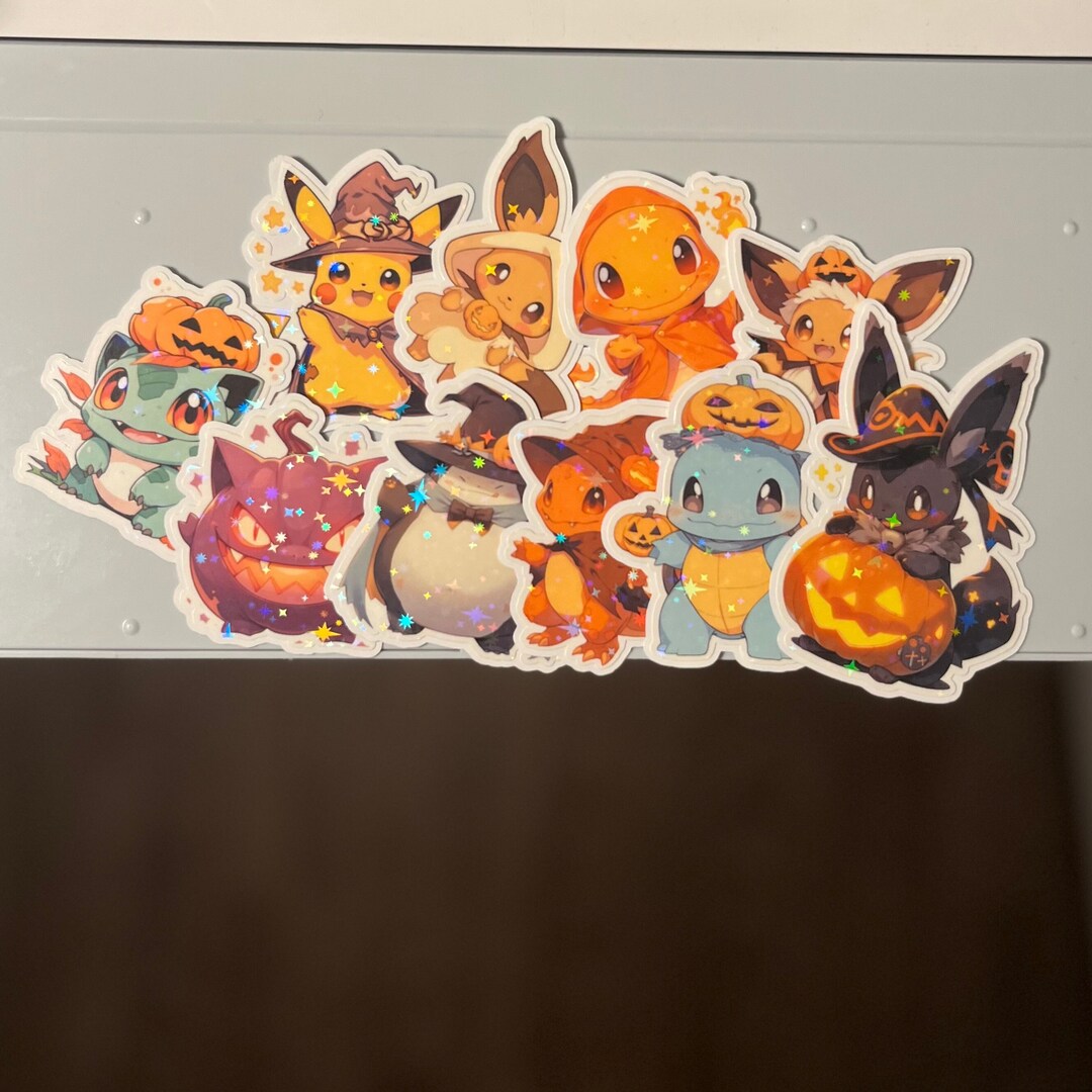 Cute Pokemon Halloween Sticker Bundle of 10 Waterproof Etsy