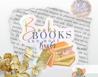 Book love sticker, holographic vinyl sticker waterproof, Bookish Kindle Sticker Booktrovert, Bibliophobia bookworm book sticker