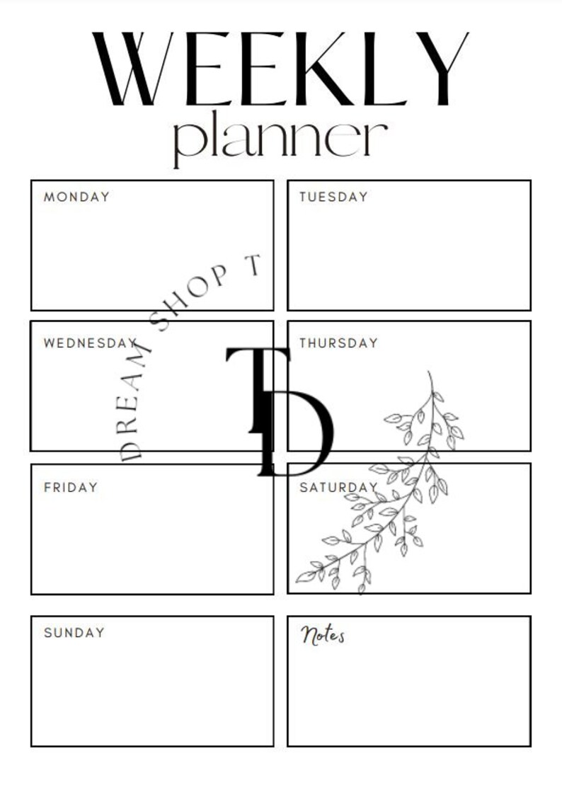 Weekly Planner Printable Minimalist Weekly Schedule Week at - Etsy
