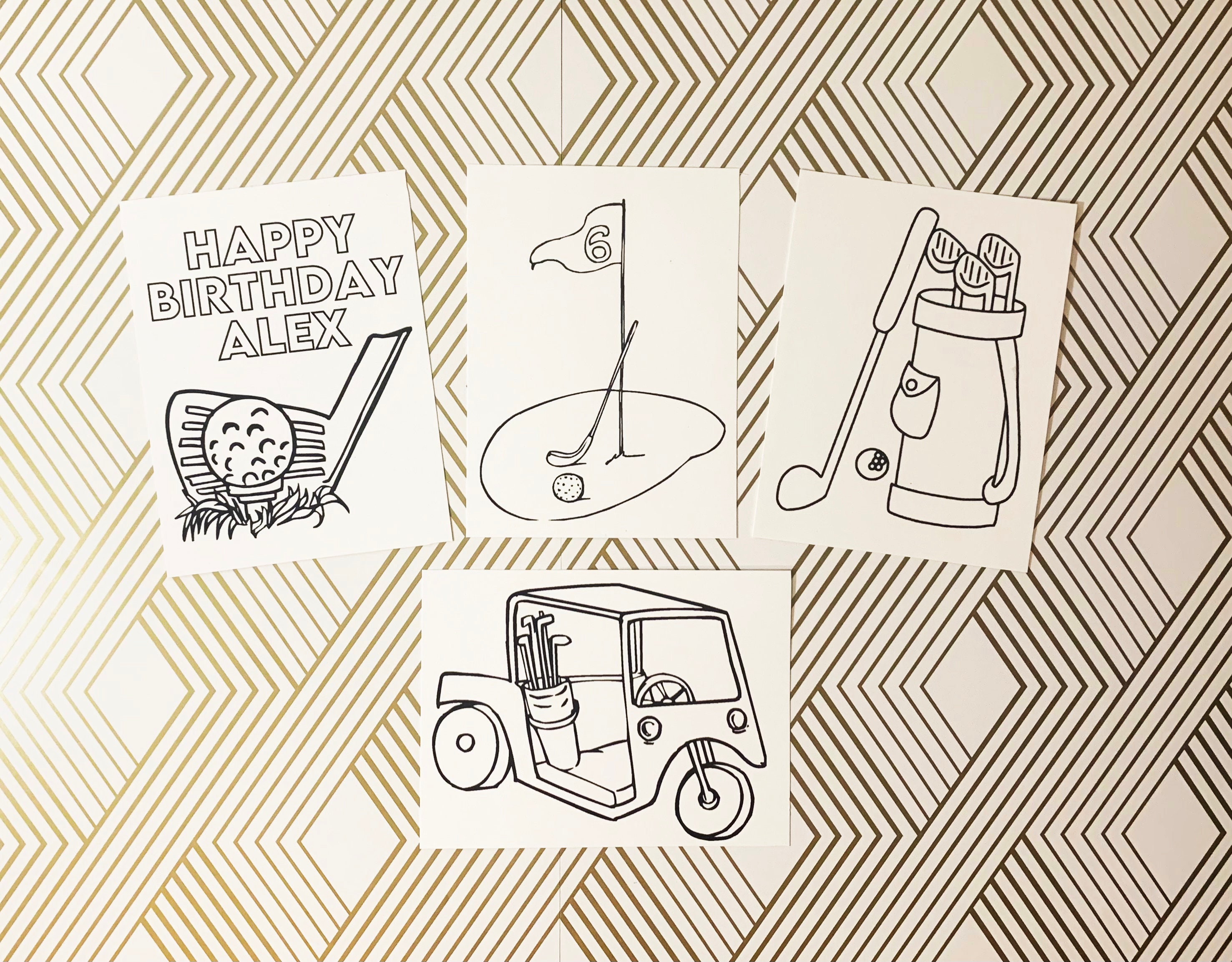 Golf Party Mini Coloring Pages, Coloring Books, Party Favors, Birthday ...