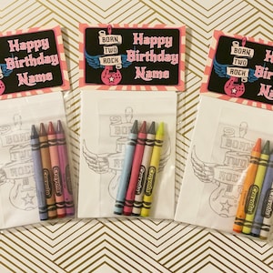 Born Two Rock Mini Coloring Books , Born Two Rock, Birthday Parties, Party Favors, Themed Birthday Party