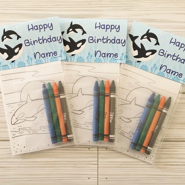 Orca Birthday Party Mini Coloring Books, Party Favors, Birthday Parties, Orca Whales