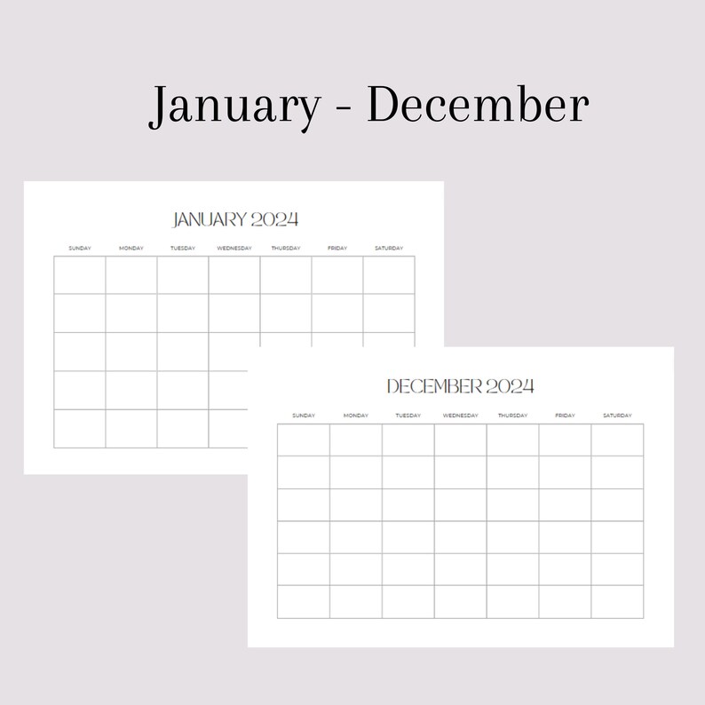 2025 Blank Monthly Calendar Printable Minimalist Simple Etsy