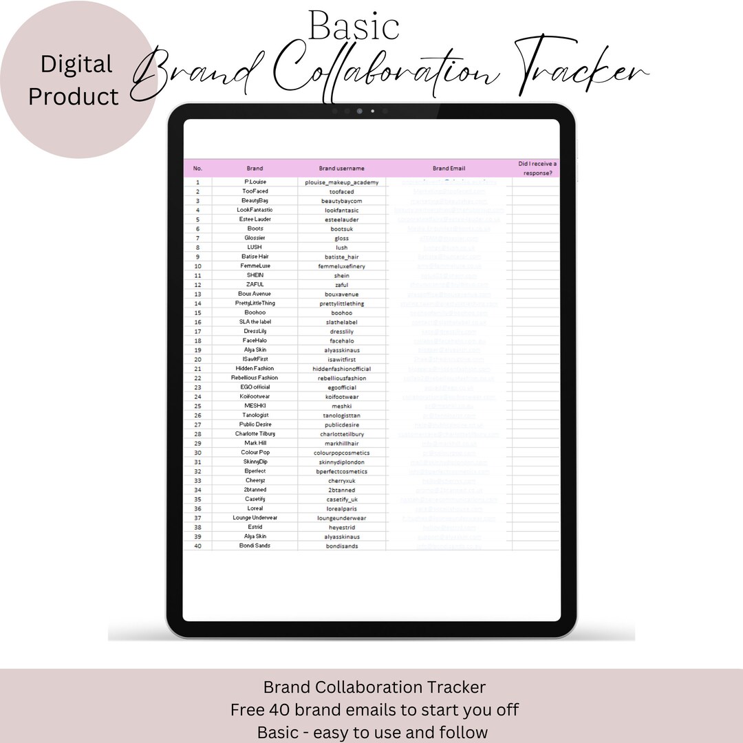 Basic Brand Email List for Influencers Tracker Brand Contact List