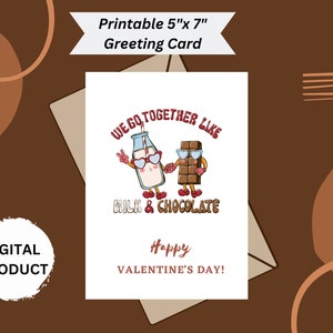 Printable Funny Valentines Day or Anniversary Card, Instant Download Card for Girlfriend, for Boyfriend, for Wife, 5x7 Card, Chocolate Milk