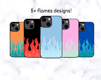 Fire Flames Pastel iPhone Case, skater, chic flames, pastel fire, cool flames, bonfire, trendy flames, retro, vibrant, funky phone cover