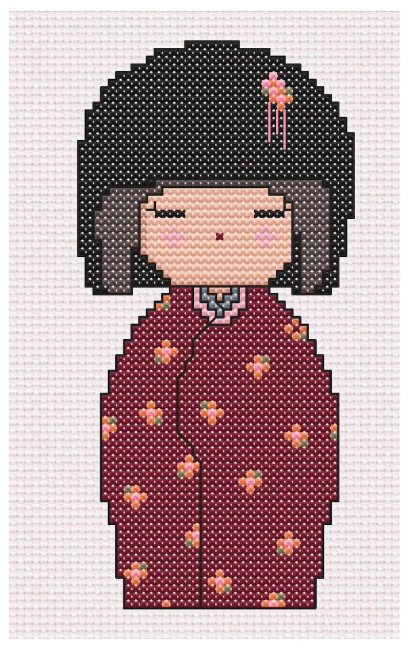 Kokeshi Doll Cross Stitch Pattern - Etsy