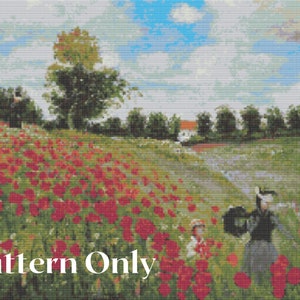 Claude Monet Poppy Field Cross Stitch Pattern