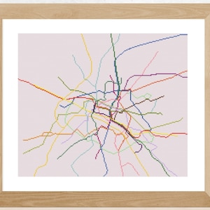 Mapa metra w Paryżu wzór do haftu krzyżykowego