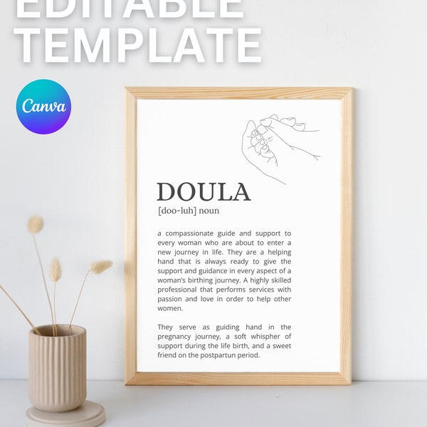 Doula Template, Doula Definition, Doula Wall Art, Printable Wall Art, Gift for Doula, Dictionary Posters, Doula Wall Decor, Doula Printables