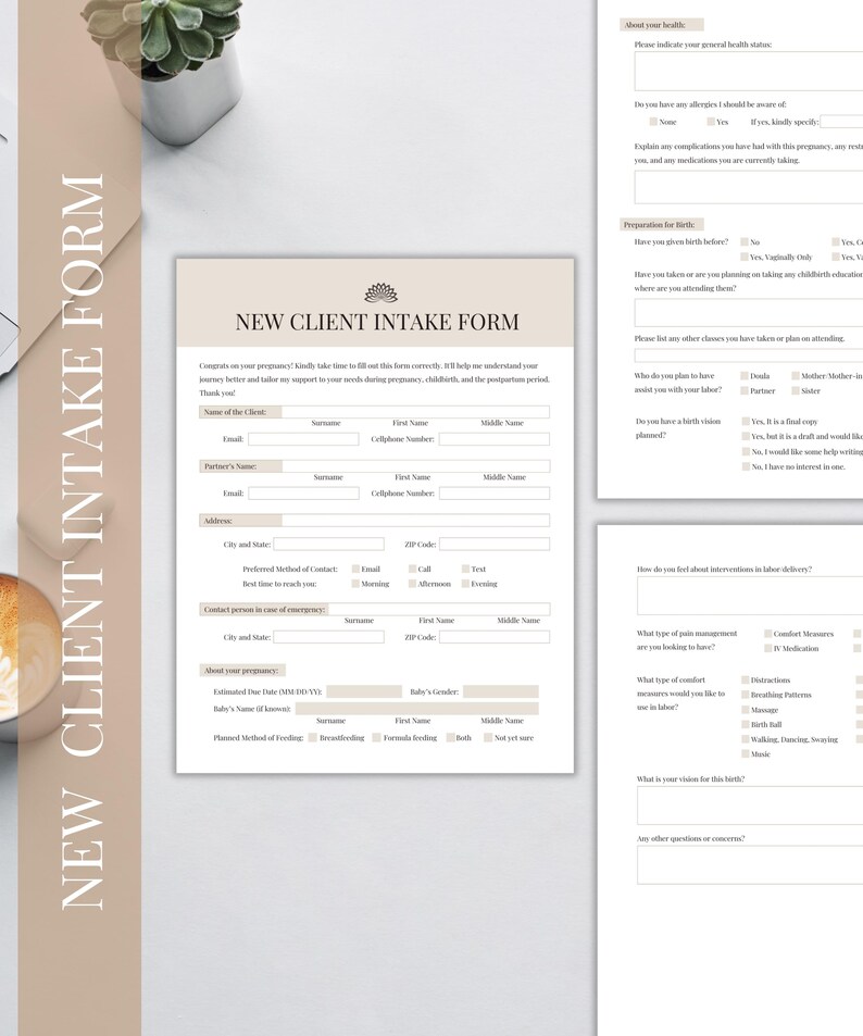 Bundle Template Bundle, Client Intake Form Template, Doula Invoice ...