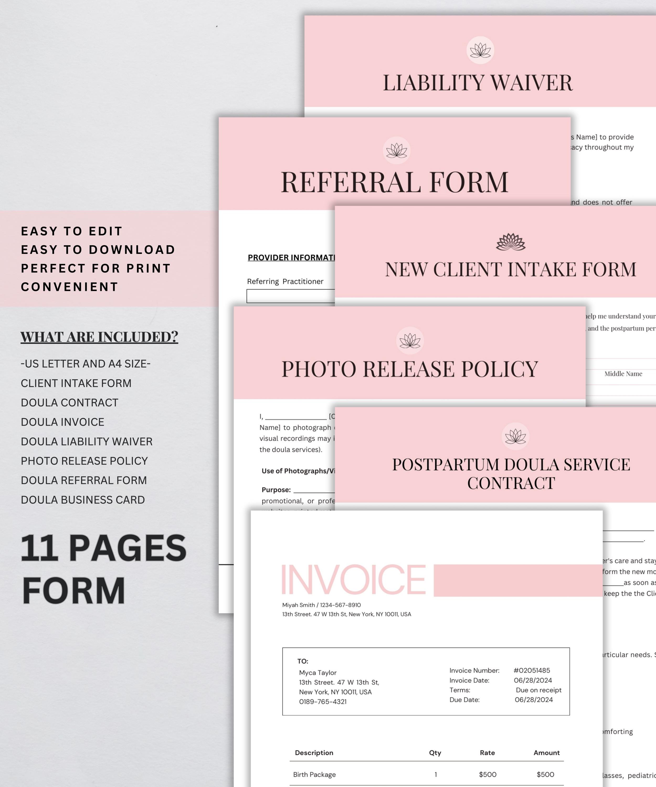 Client Intake Form, Business Templates Bundle, Invoice Template ...