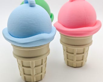 Ice Cream Cone Geocache (3D Printed, Various Colors)