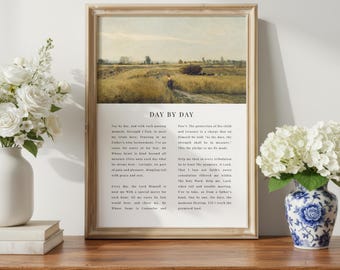 Day by Day Hymn | Christian Vintage Wall Art, Religious Oil Painting, Old Hymn Wall Decor, Gifts for Christians