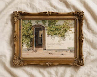 Wat mij en mijn huis betreft, we zullen de heer dienen | Vintage christelijke muurkunst, Joshua 24:15, antiek schilderij bijbelvers