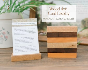 Wood 4x6 Card Holder Stand, Pocket Hymns Display Stand, Walnut Oak Cherry, Scripture Card Holder, Handmade in Virginia