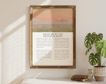 Whate're My God Ordains is Right Hymn | Christian Vintage Wall Art, Religious Sunset Oil Painting, Old Hymn Wall Decor