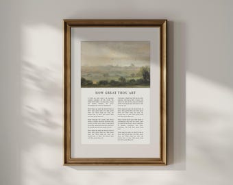 How Great Thou Art Hymn Print | Muted Landscape Christian Vintage Wall Art, Old Hymn Wall Decor, Gifts for Christians