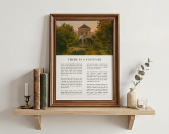 Arte de parede com o hino "Há uma Fonte" | Gravuras cristãs vintage, pintura a óleo religiosa, decoração de parede com hinos antigos, presentes para cristãos