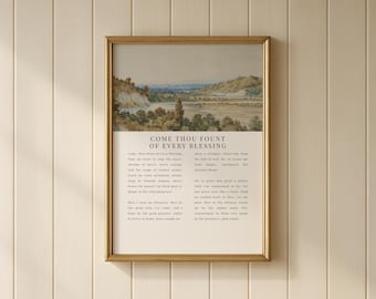 Come Thou Fount of Every Blessing Hymn Print | Vintage Landscape Christian Wall Art