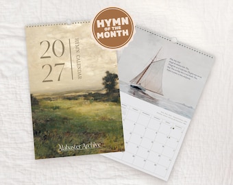 2027 Christian Hymn Calendar | Vintage Artwork Wall Calendar, 12-Month Hanging Spiral Bound Calendar, Landscape Paintings