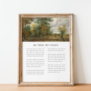 Be Thou My Vision Hymn | Christian Vintage Wall Art, Vintage Landscape Print Religious Oil Painting, Old Hymn Wall Decor, Faith Gift