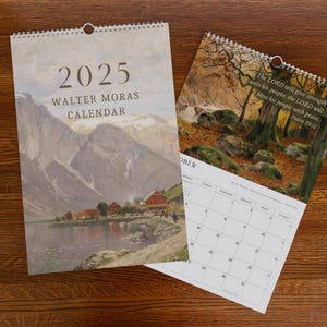 2025 Walter Moras Vintage Landscape Paintings Calendar | 12 Month Hanging Spiral Bound Wall Calendar, Christian Bible Verse Wall Art Print