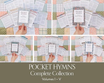 Pocket Hymns Complete Collection: Volumes I–V, 60 Hymns Printed & Shipped, Vintage William Morris Design, Gifts for Christians