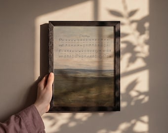 Impressão da partitura do hino Doxology, arte de parede com paisagem suave, decoração cristã vintage, impressão de arte de hino, decoração de parede cristã, Louvado seja Deus de quem