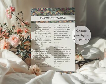 Custom Printed Pocket Hymn Card | 4x6 William Morris Design, Choose Any Hymn, Personalized Christian Gift, Create Your Own