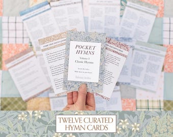 Pocket Hymns Volume I: Classic | 12 Songs Printed & Shipped, Vintage William Morris Design, Hymn Memorization Cards, Gifts for Christians