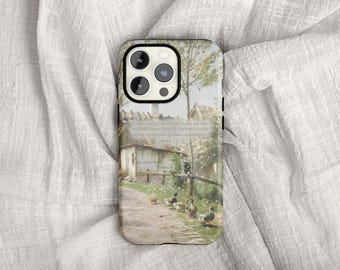 Ducks on Country Lane Christian Art iPhone Case | James 1:2-3 English Countryside Vintage Painting, Count It All Joy Bible Verse Scripture