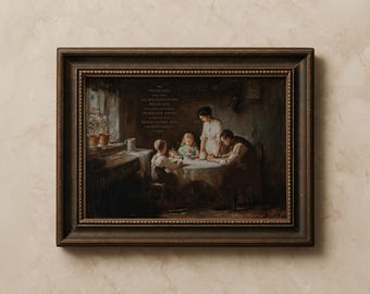 Praise God From Whom All Blessings Flow Wall Art | Vintage Christian Family Prayer Painting, Doxology Hymn, Reformed Home Decor