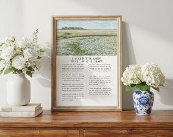 I Asked the Lord That I Might Grow Hymn Print |  Christian Vintage Wall Art, Meadow Landscape