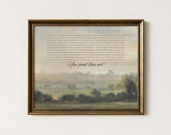 How Great Thou Art Hymn Lyrics Print | Muted Landscape Christian Vintage Wall Art, Old Hymn Wall Decor, Gifts for Mom