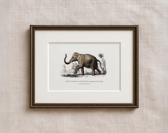 Be Strong Christian Vintage Wall Art | Elephant Nursery Decor, 1 Corinthians 16:13 Bible Verse Oil Painting, Jungle Safari Boy Nursery Print