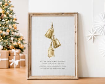 Carol of the Bells | Christmas Hymn Lyrics, Christian Wall Art, Illustrated Holiday Prints