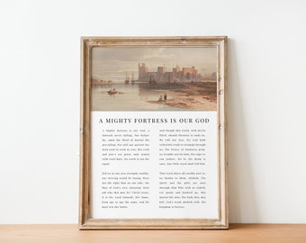 Eine mächtige Festungshymne | Christliche Landschaftswandkunst, religiöses Ölgemälde, Hymnen-Wanddekor, Glaubensgeschenk, Vintage Hymnen-Wandkunst
