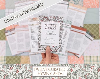 Printable Pocket Hymns Volume IV: Gospel | 12 Songs Digital Download, Vintage William Morris Design, Hymn Cards, Gifts for Christians