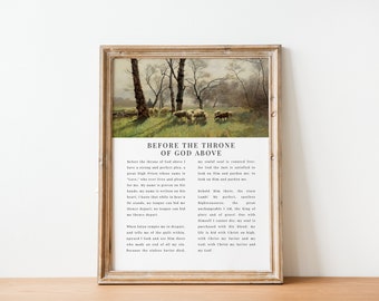Vor dem Thron Gottes über Hymne | Christliche Vintage Pastorale Landschaftswandkunst, religiöses Ölgemälde, alte Hymne Wanddekor, Glaubensgeschenk