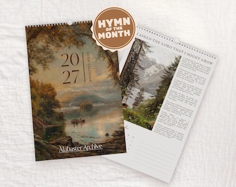 2027 Christian Hymn Calendar | Vintage Art Wall Calendar, Full Hymn Lyrics, 12-Month Hanging Spiral Bound Calendar