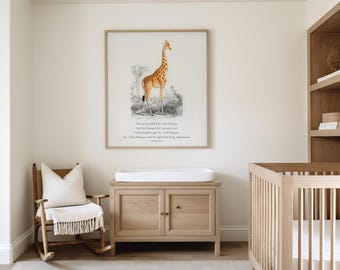 Do Not Be Afraid Christian Vintage Wall Art | Giraffe Nursery Decor, Isaiah 41:10 Bible Verse Oil Painting, Jungle Safari Nursery Print